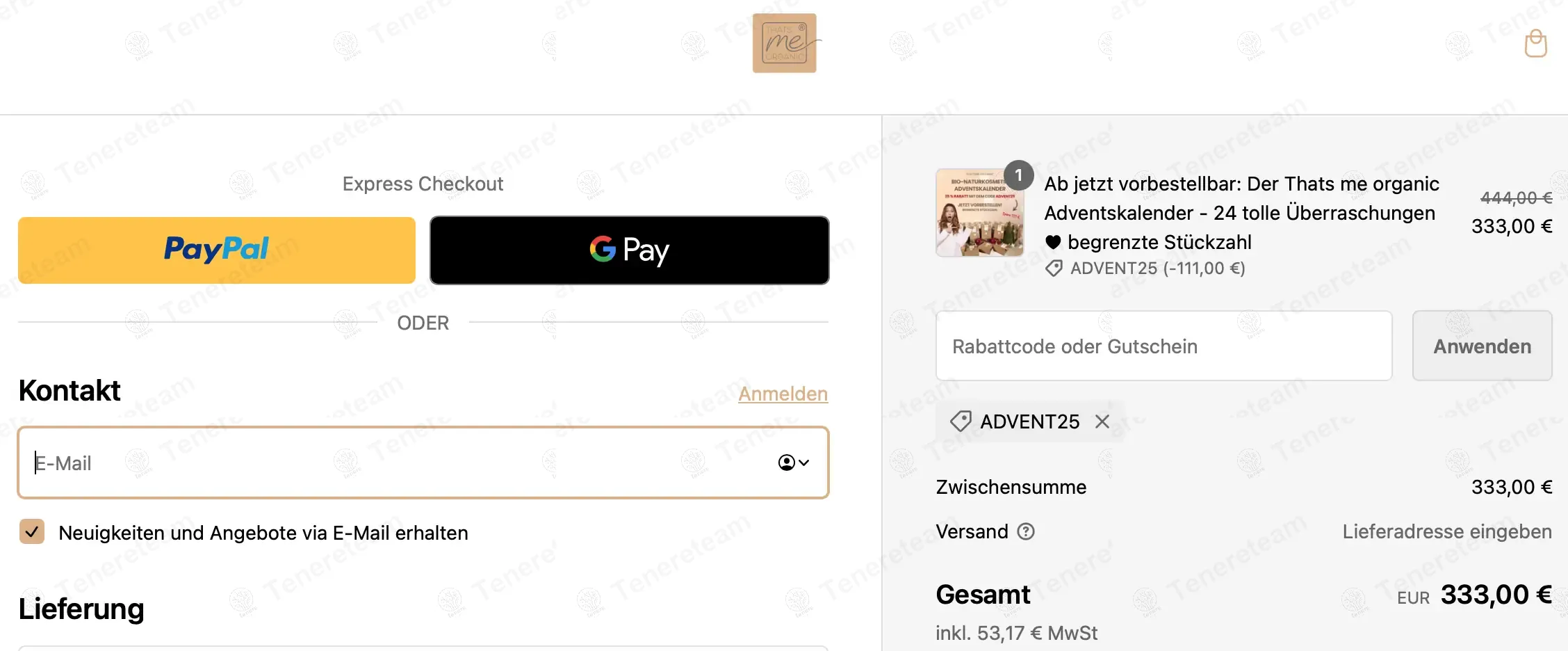 Thats Me Organic coupon code: 25% off with ADVENT25. Tested and valid as 1 year ago.