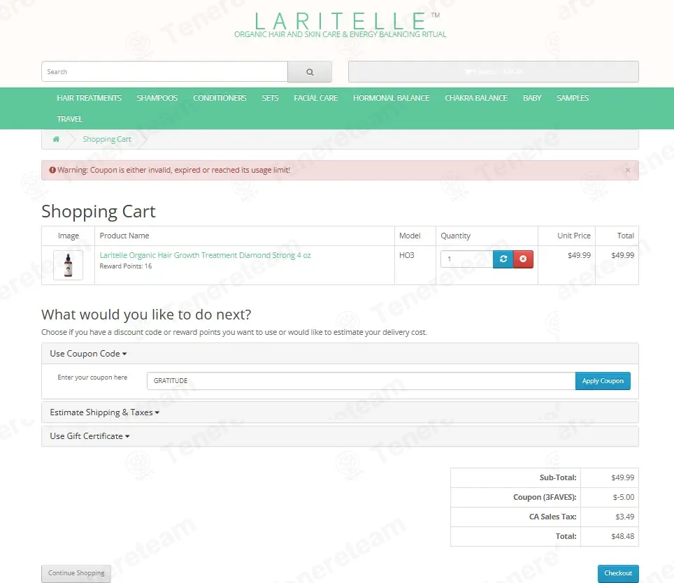 LARITELLE coupon code: 10% off with GRATITUDE. Tested and valid as 2 months ago.