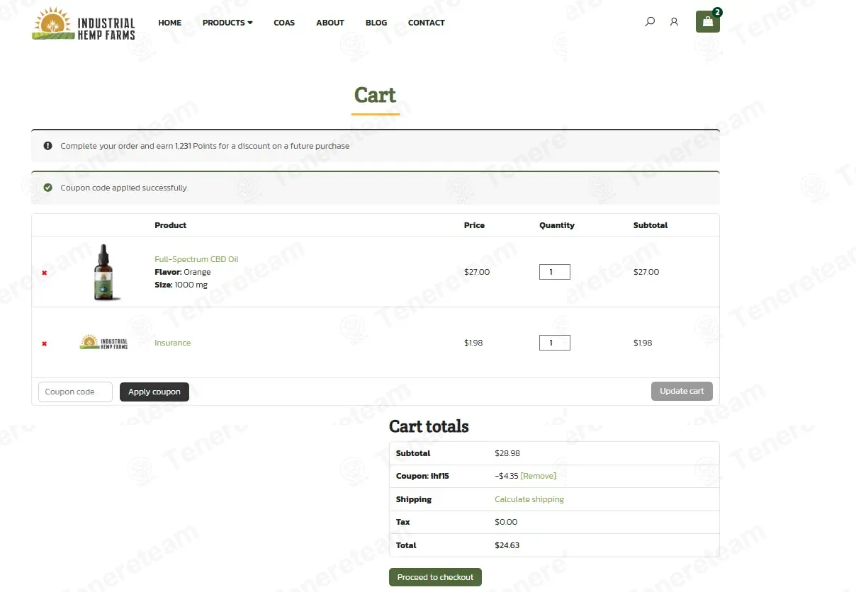 Industrial Hemp Farms coupon code: 15% off with IHF15. Tested and valid as 4 weeks ago.
