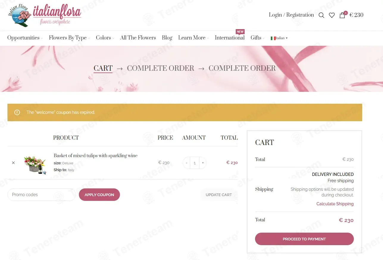 Italian Flora IT coupon code: 10% off with welcome. Tested and valid as 2 months ago.