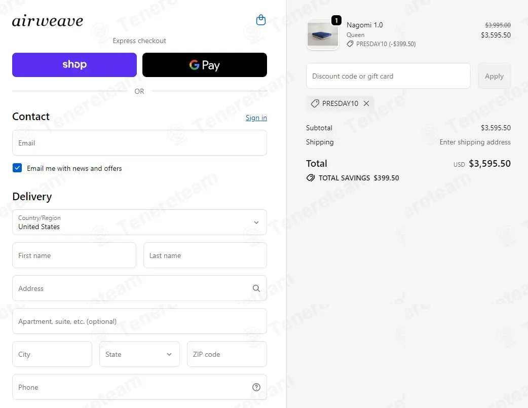Airweave apply coupon code