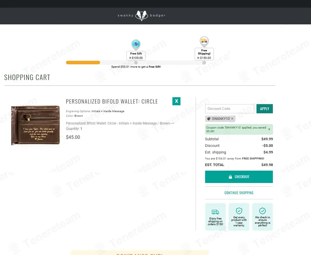 Swanky Badger coupon code: 10% off with SWANKY10. Tested and valid as 2 weeks ago.