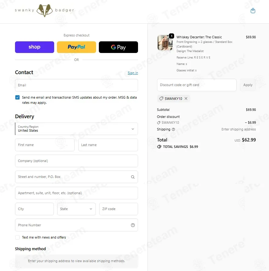 Swanky Badger coupon code: 10% off with SWANKY10. Tested and valid as 2 weeks ago.