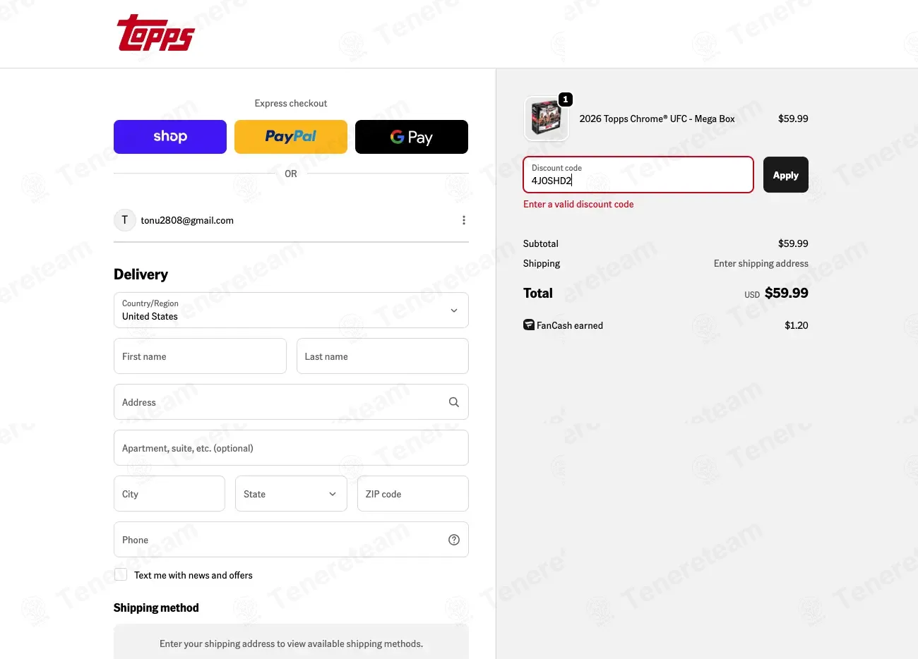 Topps coupon code: 10% off with 4JOSHD2. Tested and valid as 1 month ago.