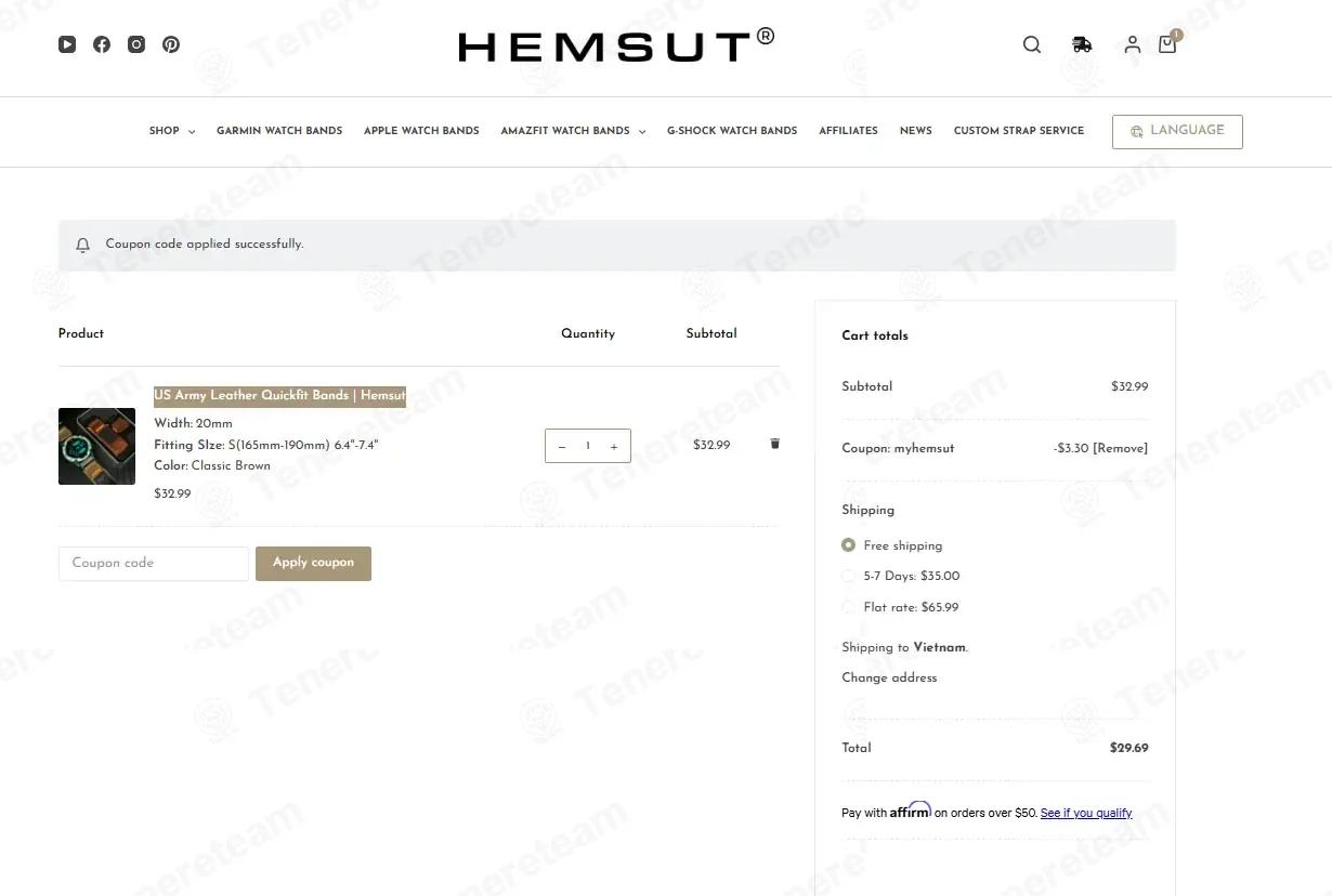 Hemsut Watch Bands coupon code: 10% off with myhemsut. Tested and valid as 51 seconds ago.