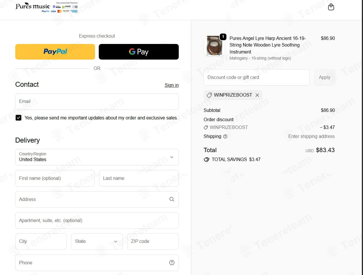 Pures Music coupon code: 4% off with WINPRIZEBOOST. Tested and valid as 1 month ago.