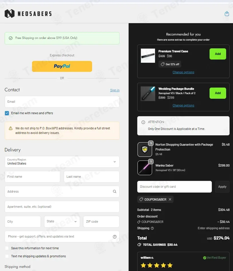 NEO Sabers coupon code: 10% off with COUPONSABER. Tested and valid as 2 months ago.