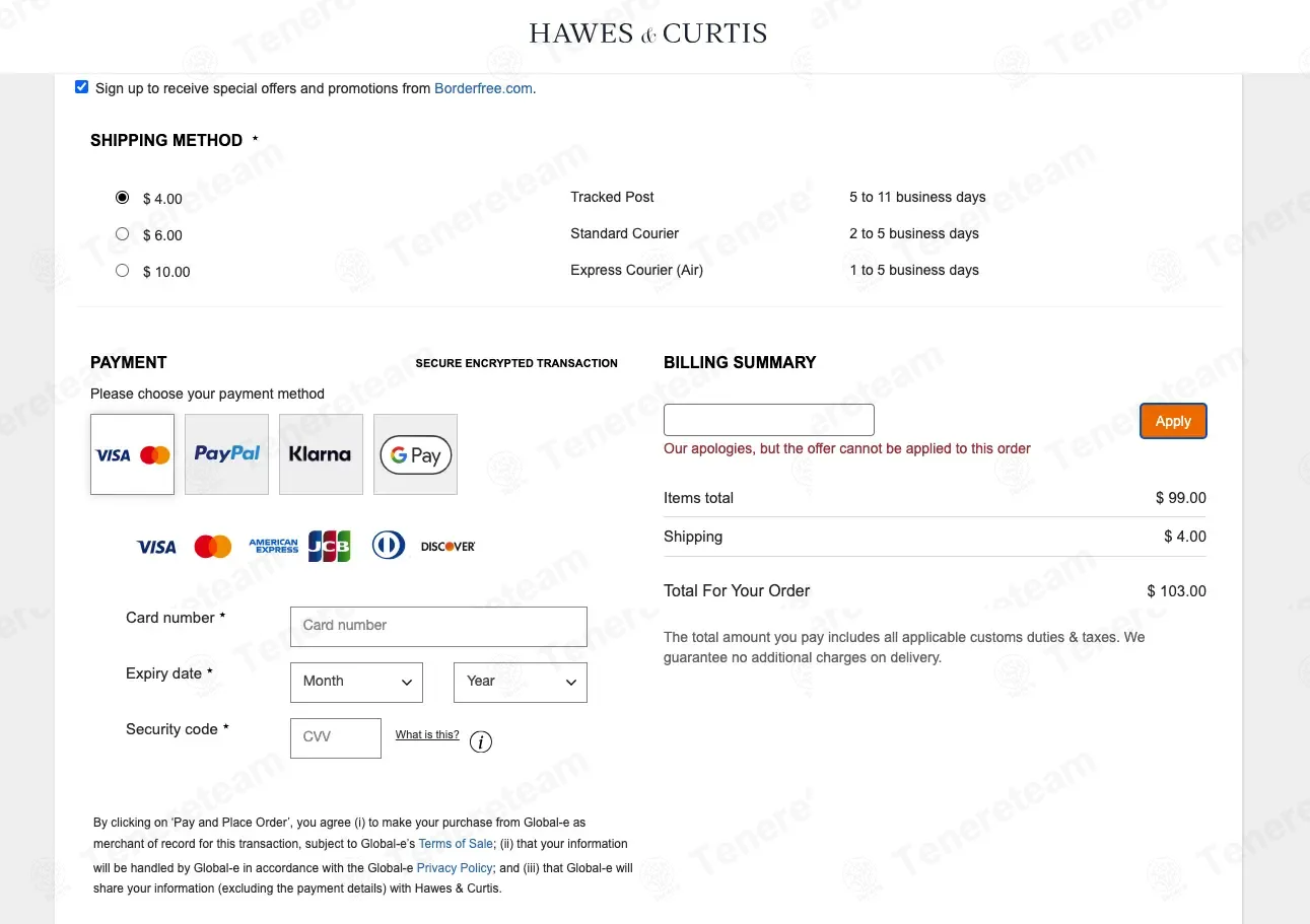 Hawes And Curtis UK coupon code: 20% off with 20WSHC. Tested and valid as 1 month ago.