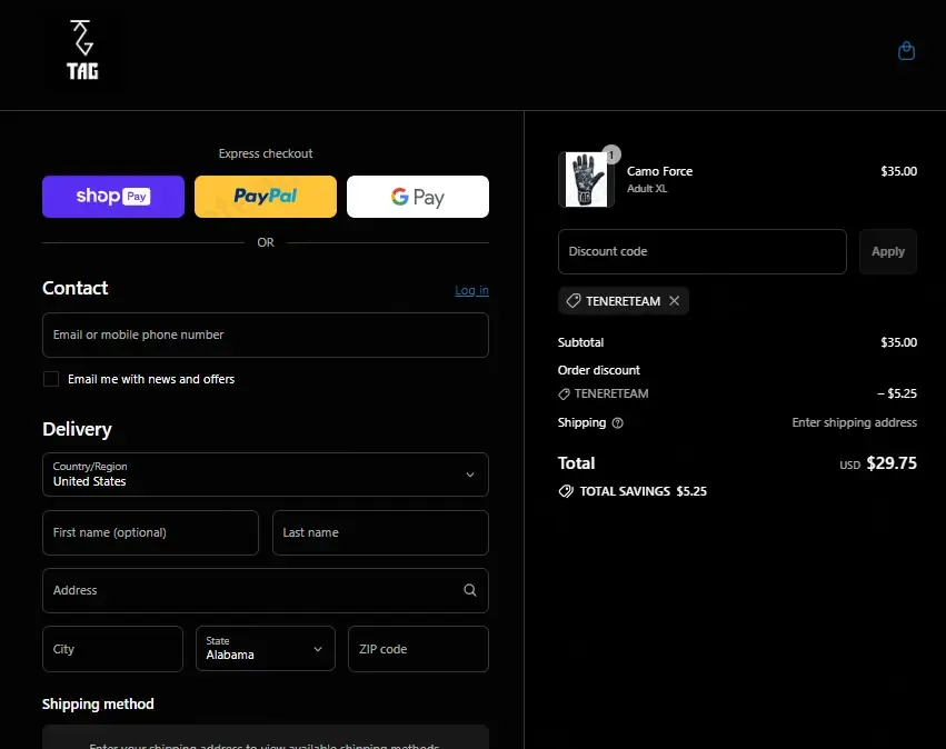 Tag Swag Store coupon code: 15% off with TENERETEAM. Tested and valid as 11 months ago.