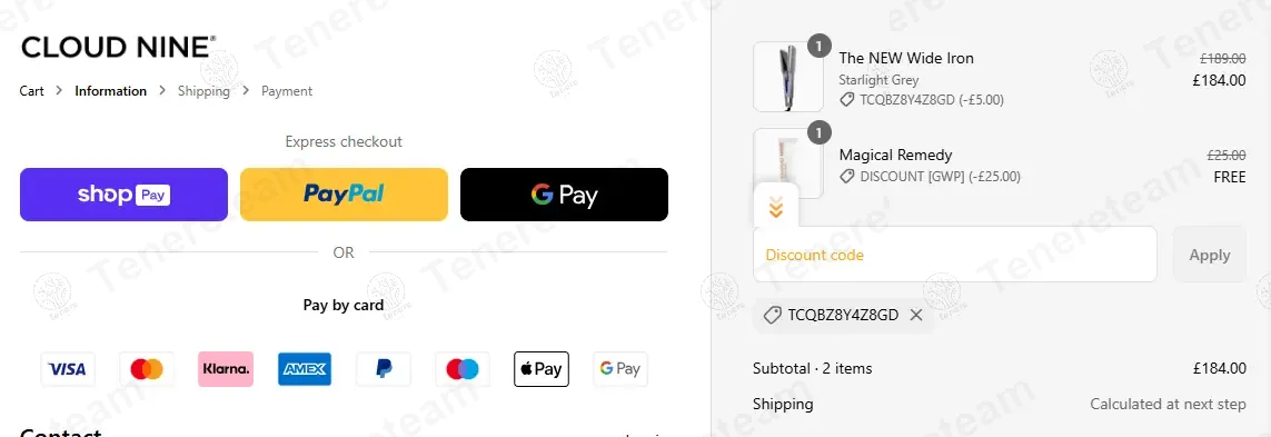 Cloud Nine Hair coupon code: $5 off with TCQBZ8Y4Z8GD. Tested and valid as 1 year ago.