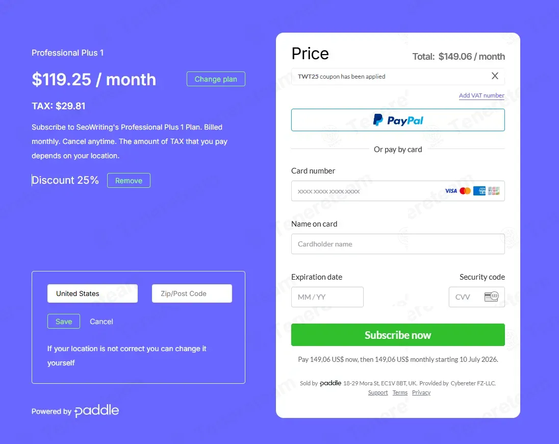 SEO Writing AI coupon code: 25% off with TWT25. Tested and valid as 2 minutes ago.