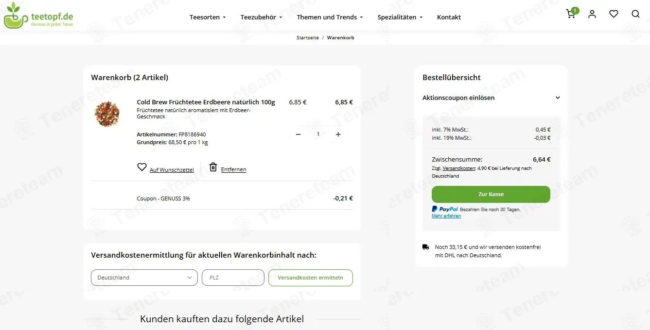 Teetopf DE apply coupon code