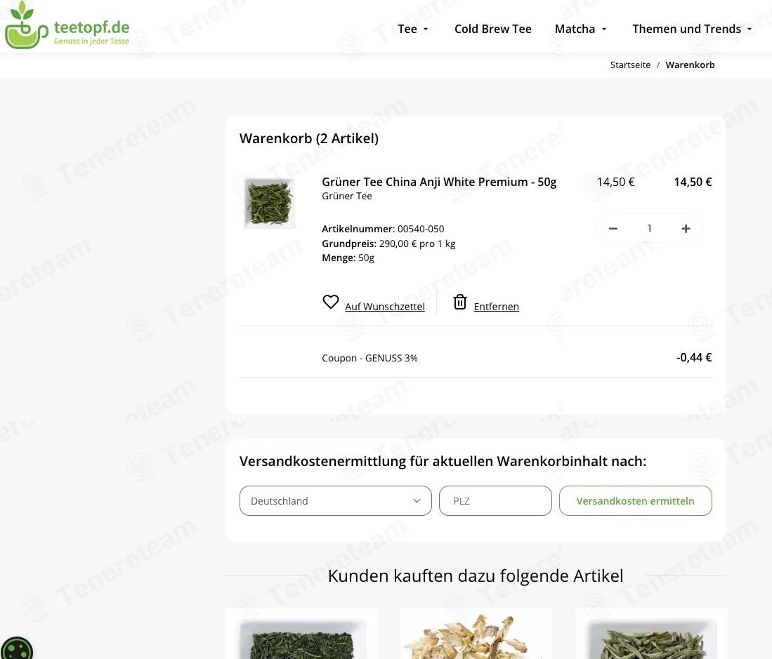 Teetopf DE coupon code: 3% off with GENUSS. Tested and valid as 3 days ago.