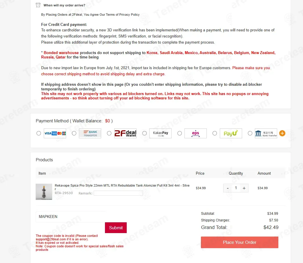 2fdeal coupon code: 10% off with MAPKEEN. Tested and valid as 1 month ago.