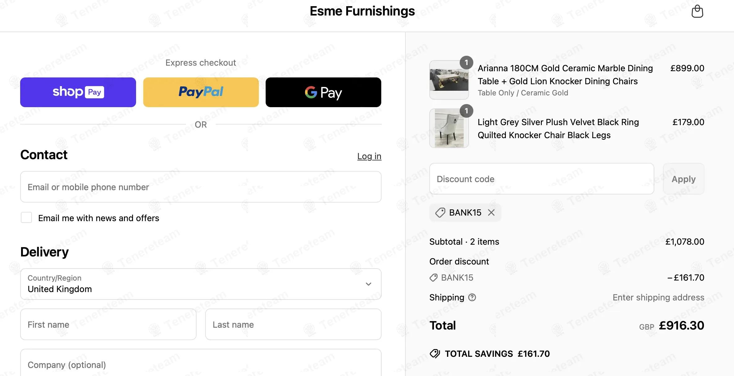 Esme Furnishings coupon code: 15% off with BANK15. Tested and valid as 10 months ago.