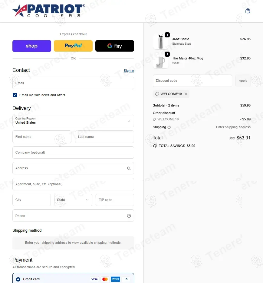 Patriot Coolers coupon code: 10% off with WELCOME10. Tested and valid as 8 months ago.