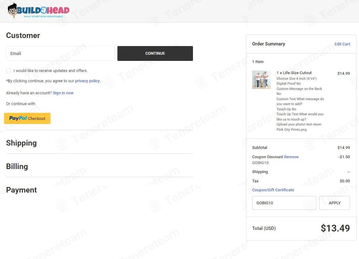 Build-A-Head coupon code: 10% off with GOBIG10. Tested and valid as 7 months ago.