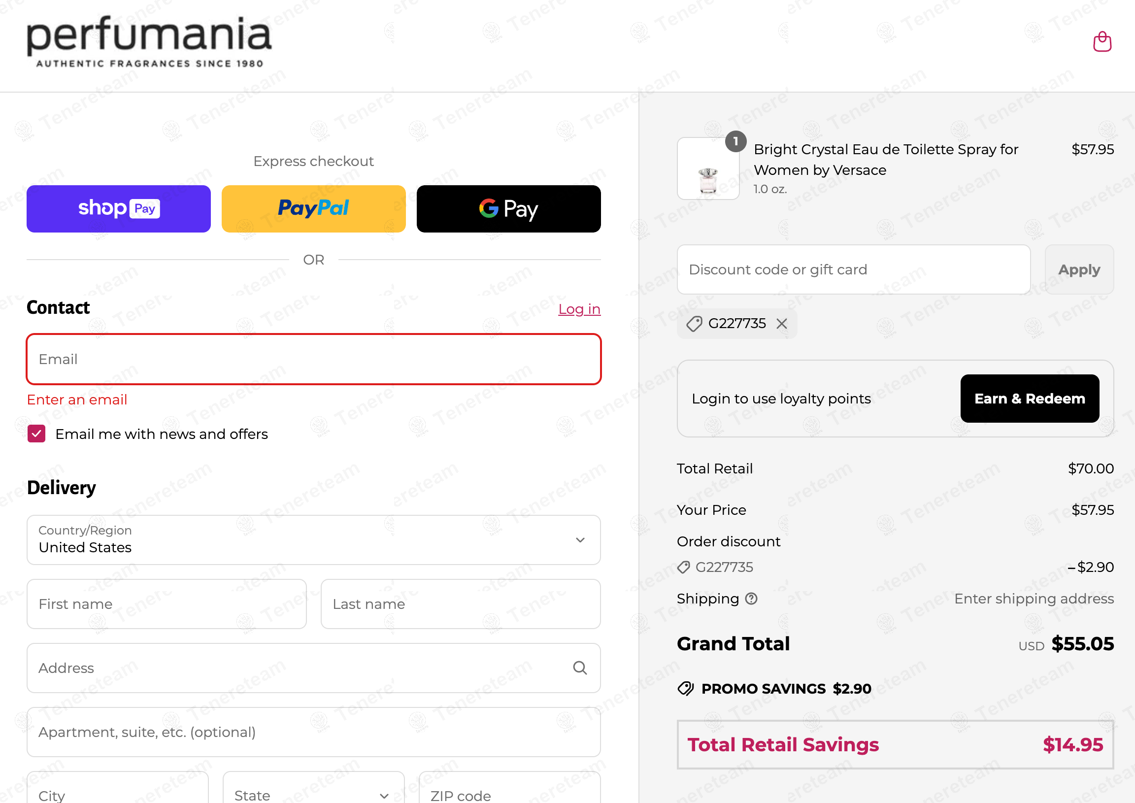 Perfumania coupon code: 5% off with G227735. Tested and valid as 1 year ago.