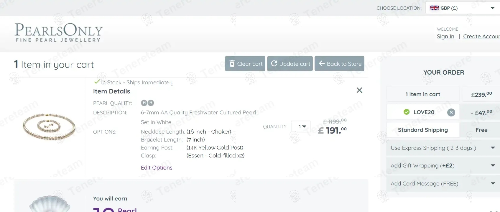 Pearlsonly UK coupon code: 20% off with LOVE20. Tested and valid as 1 year ago.