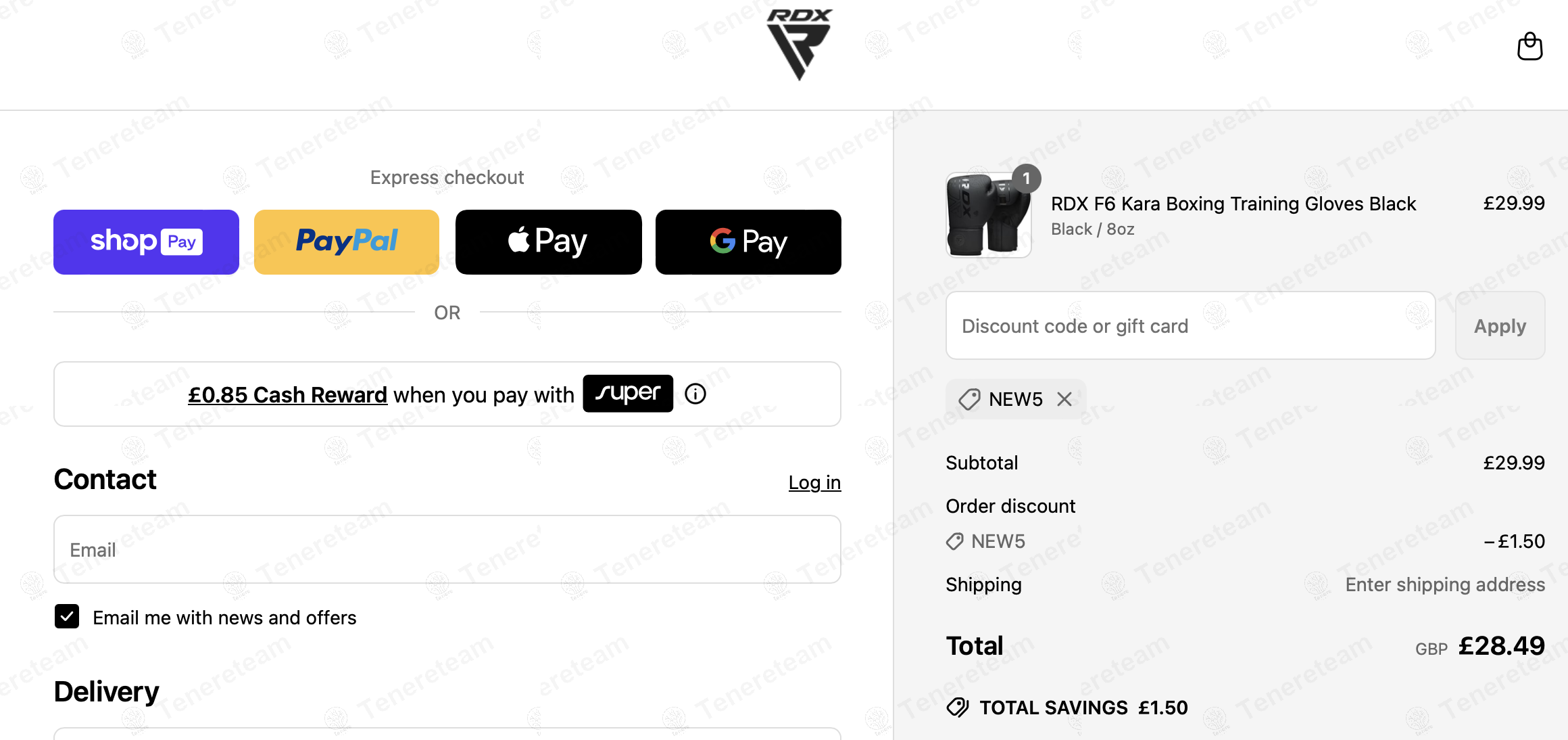 Rdx Sports UK coupon code: 5% off with NEW5. Tested and valid as 1 year ago.
