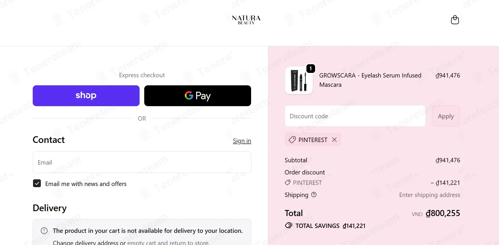 NATURA BEAUTY EU coupon code: 15% off with PINTEREST. Tested and valid as 1 month ago.