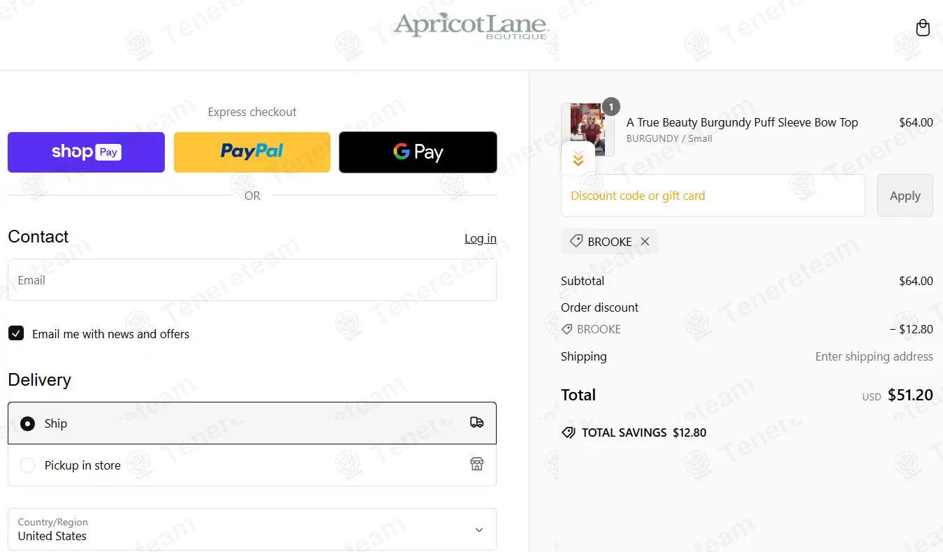 Apricot Lane Boutique coupon code: 20% off with Brooke. Tested and valid as 1 year ago.