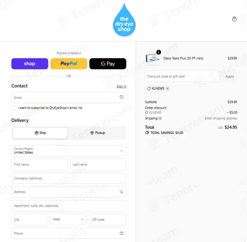 Dry Eye Shop coupon code verified as working at checkout