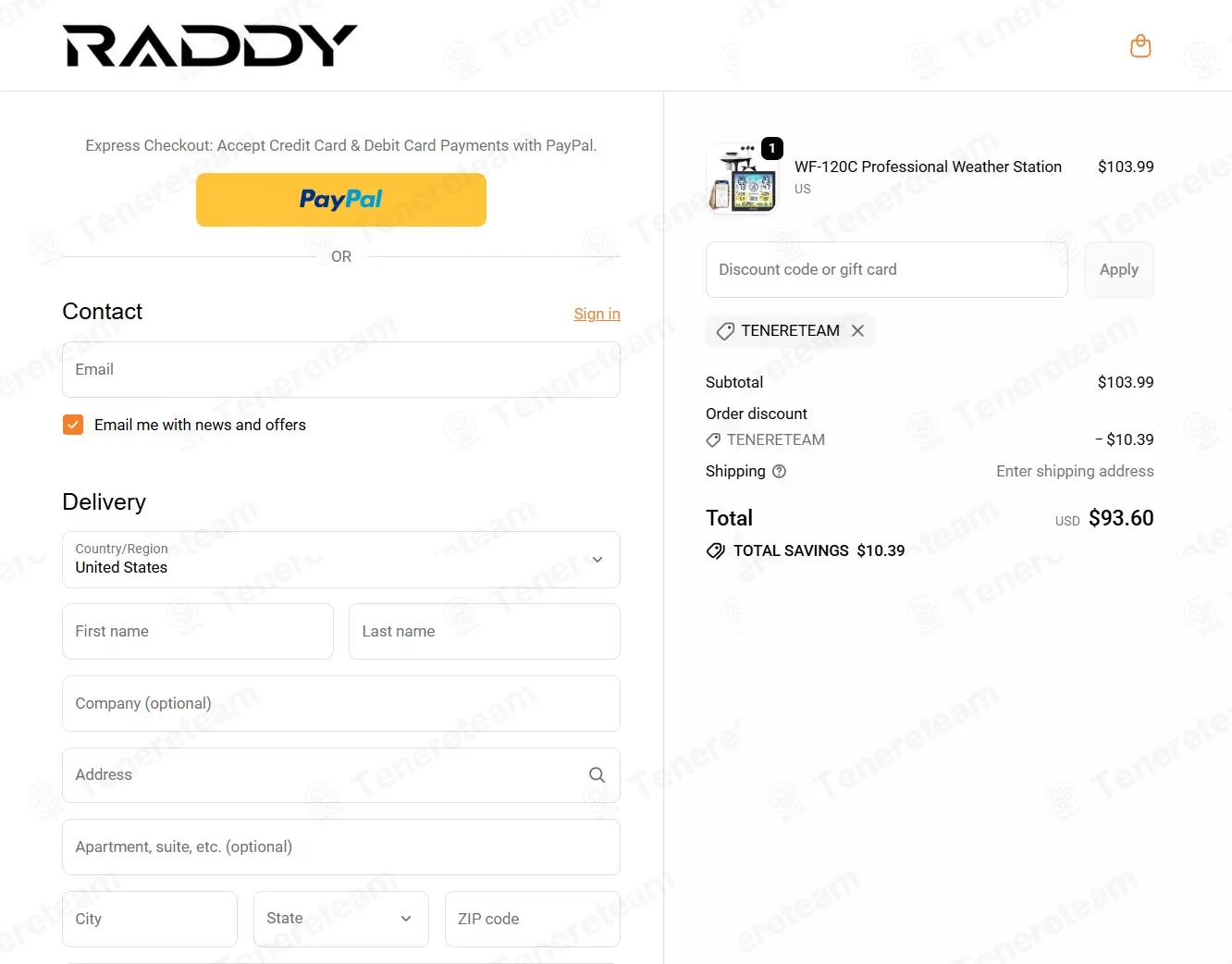 Raddy coupon code: 10% off with TENERETEAM. Tested and valid as 44 seconds ago.