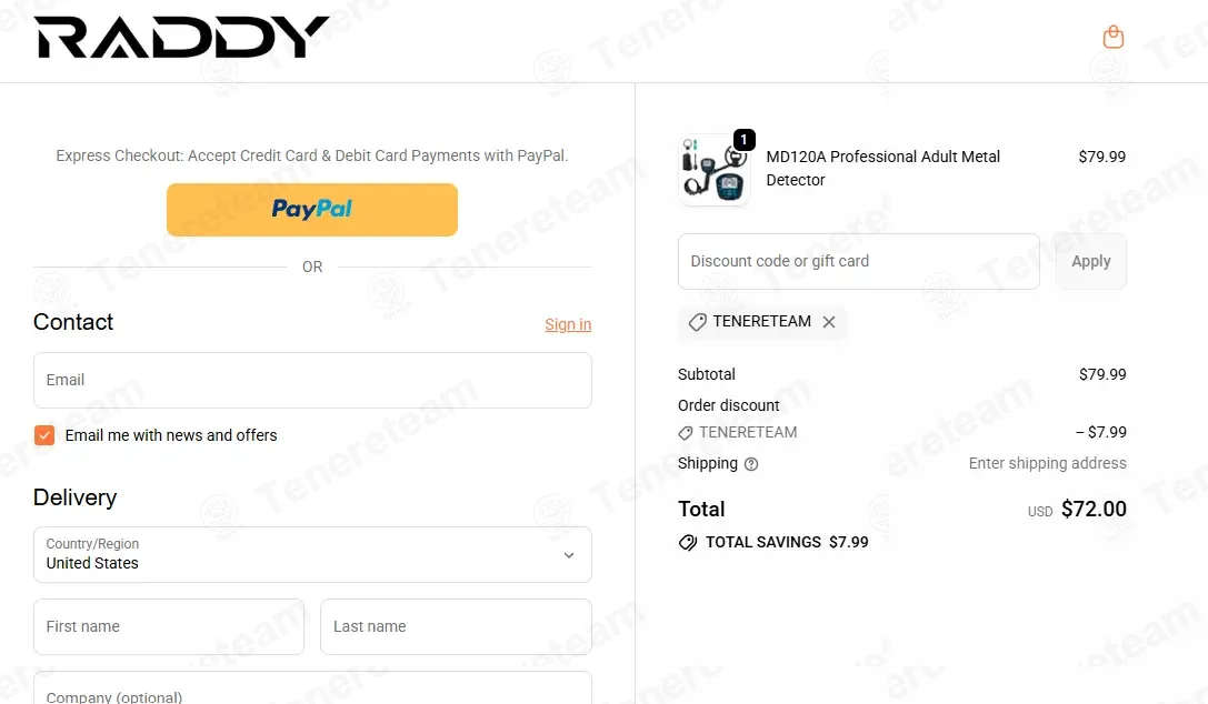 Raddy coupon code: 10% off with TENERETEAM. Tested and valid as 44 seconds ago.