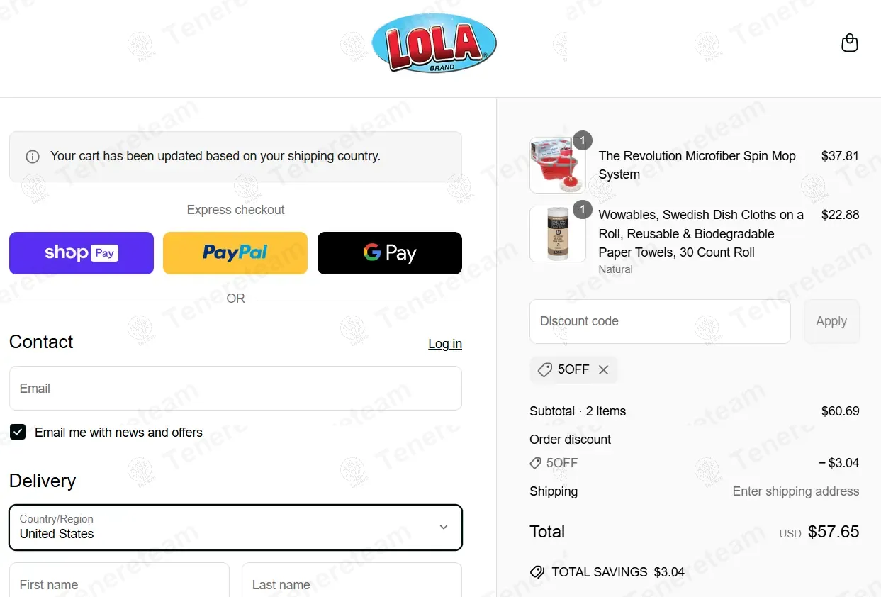 Lola Products coupon code: 5% off with 5OFF. Tested and valid as 1 year ago.