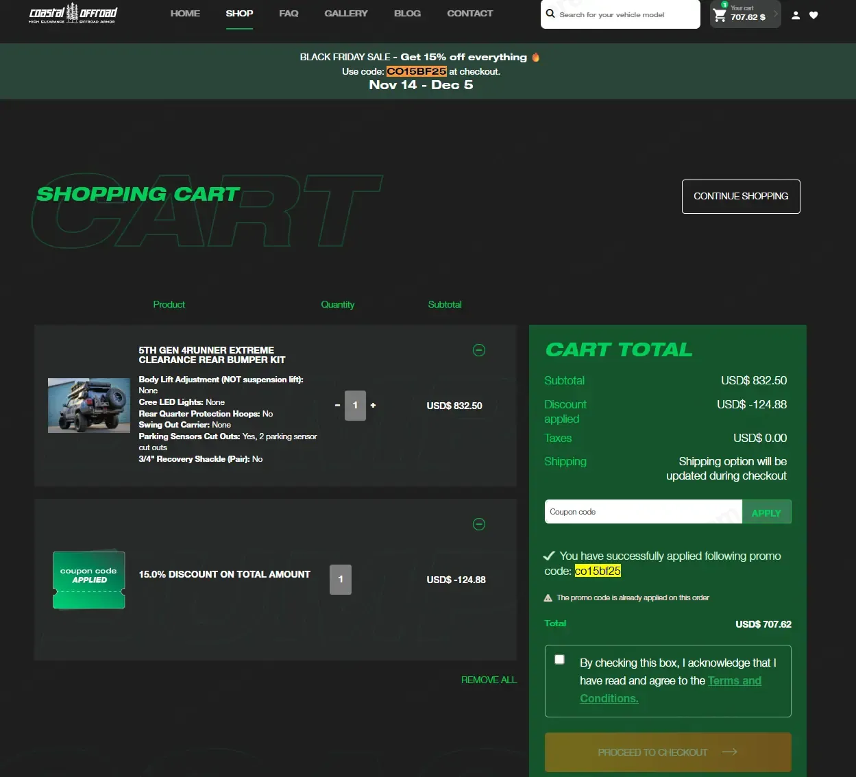 Coastal Offroad coupon code: 15% off with co15bf25. Tested and valid as 6 months ago.