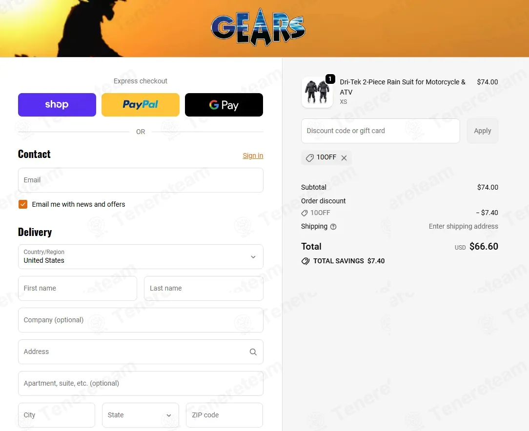Gears Canada coupon code verified as working at checkout