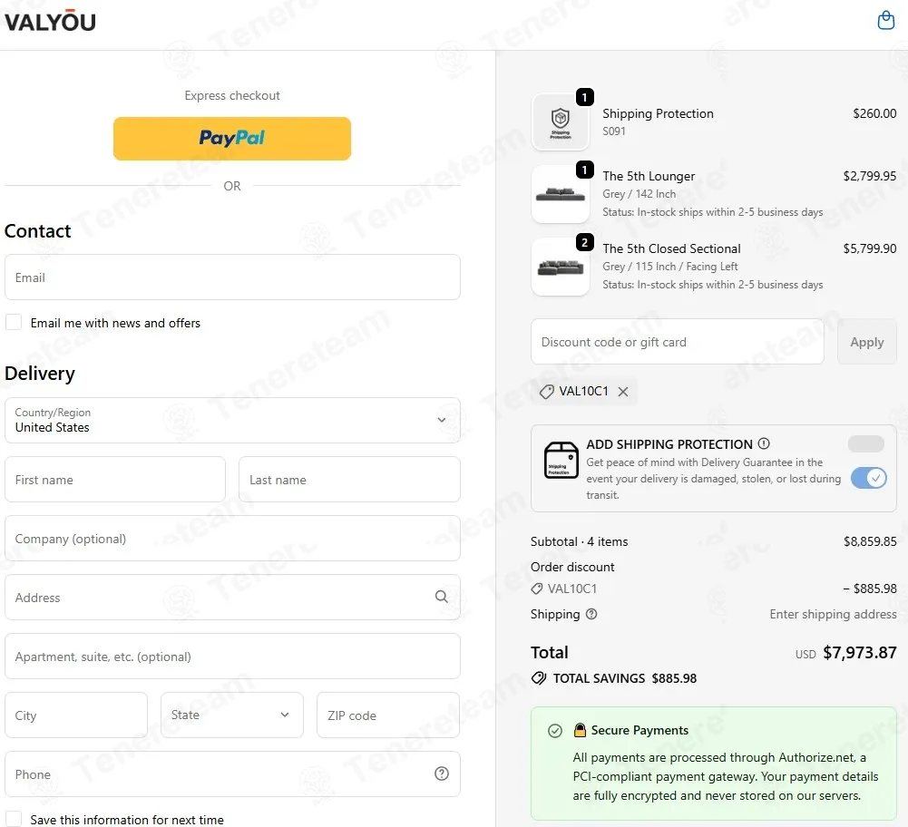 Valyou Furniture coupon code: 10% off with VAL10C1. Tested and valid as 2 months ago.