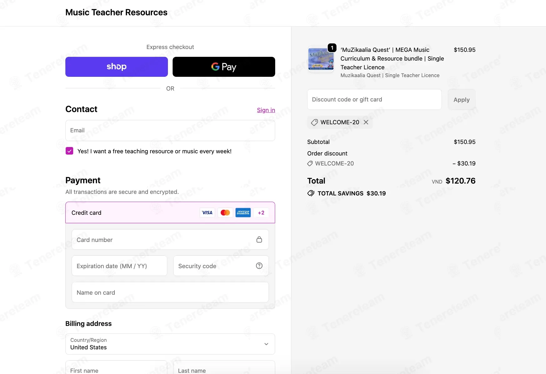 Music Teacher Resources coupon code: 20% off with WELCOME-20. Tested and valid as 8 months ago.