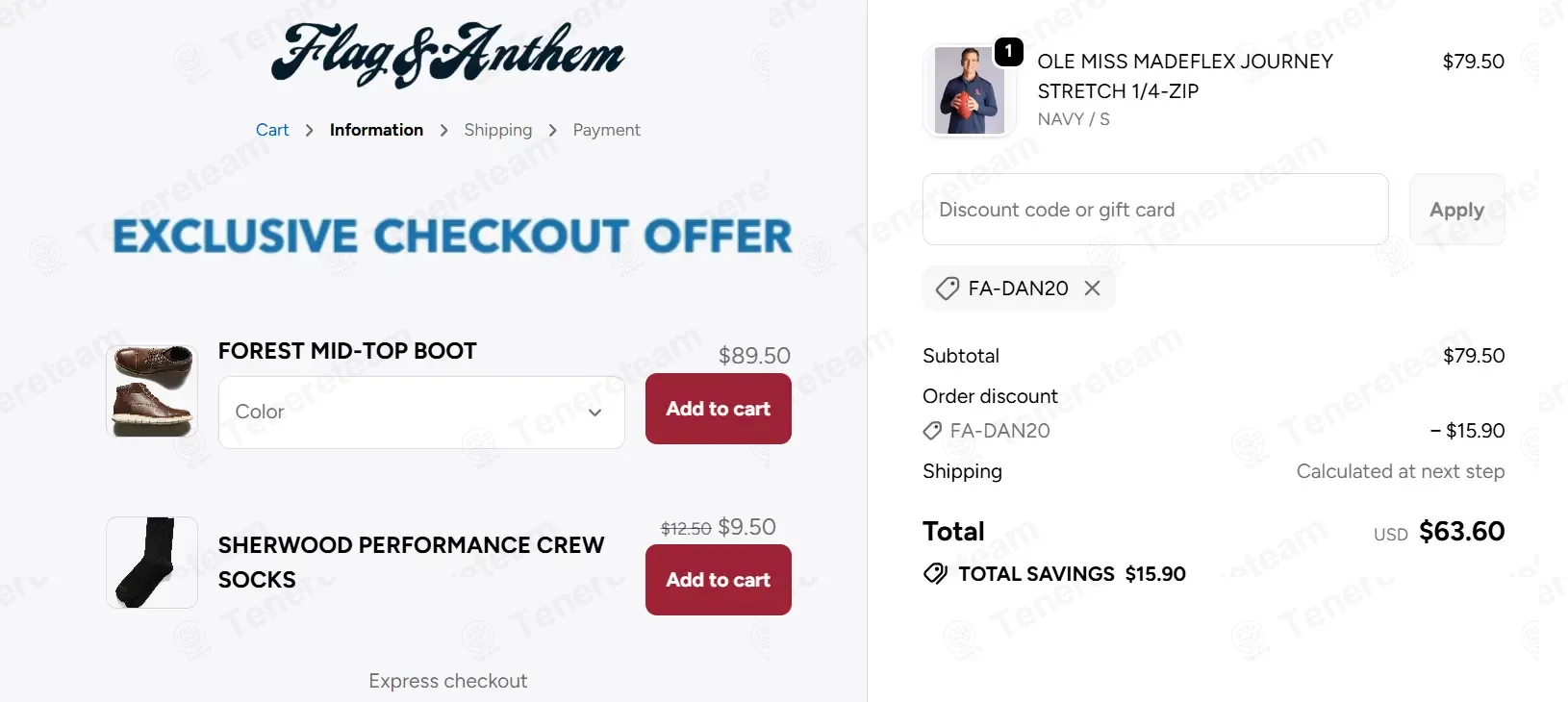 Flag & Anthem coupon code: 20% off with FA-DAN20. Tested and valid as 1 month ago.