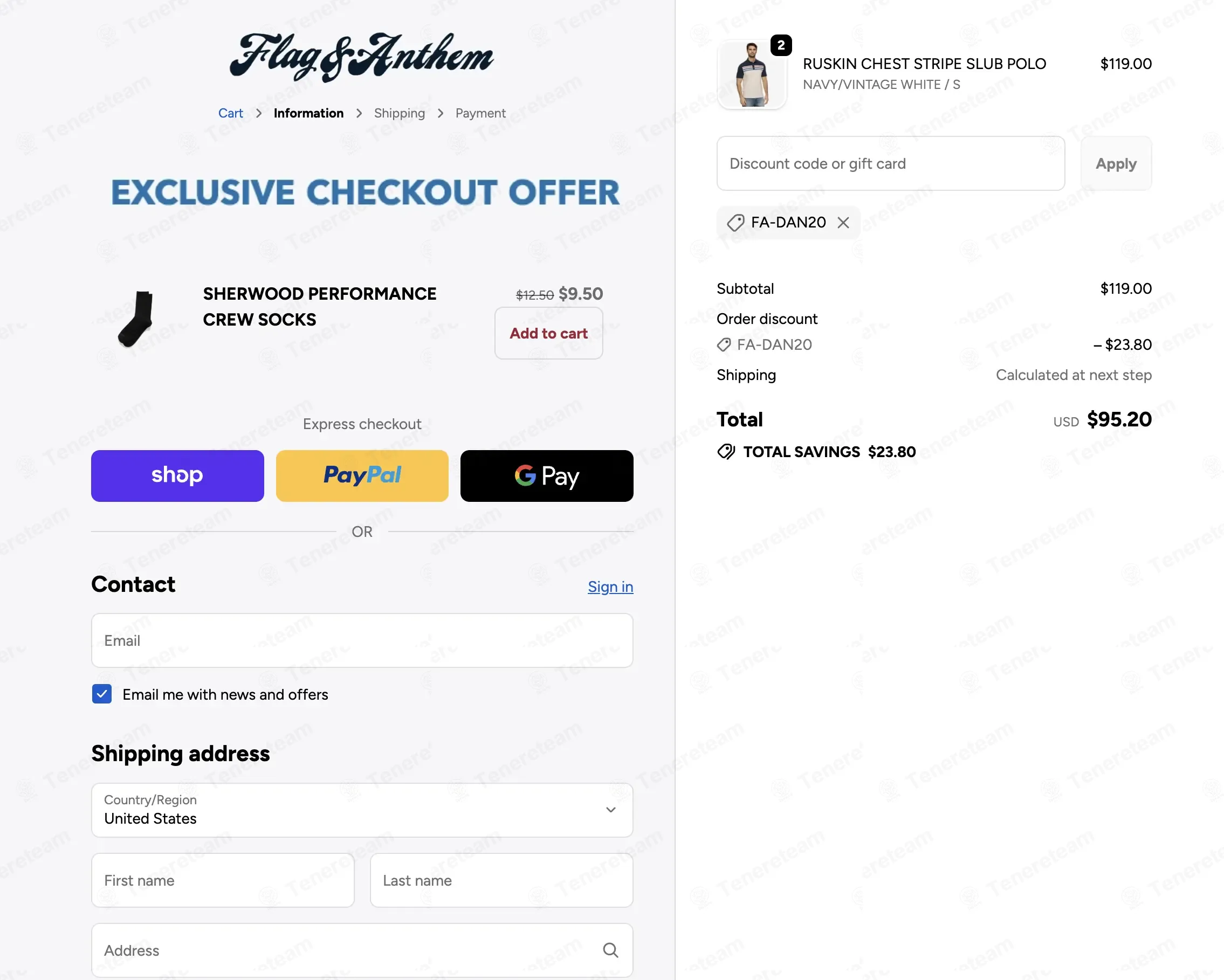Flag & Anthem coupon code: 20% off with FA-DAN20. Tested and valid as 1 month ago.