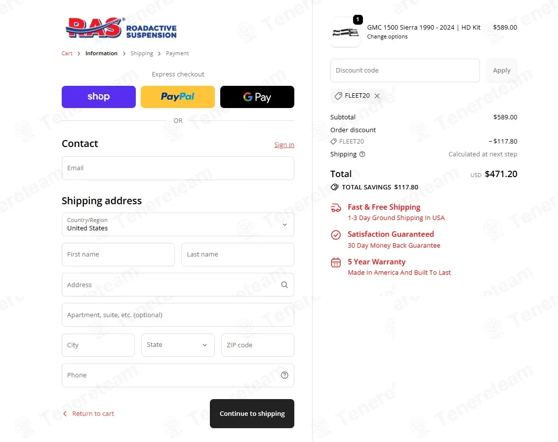 Roadmaster Active Suspension coupon code: 20% off with FLEET20. Tested and valid as 6 months ago.