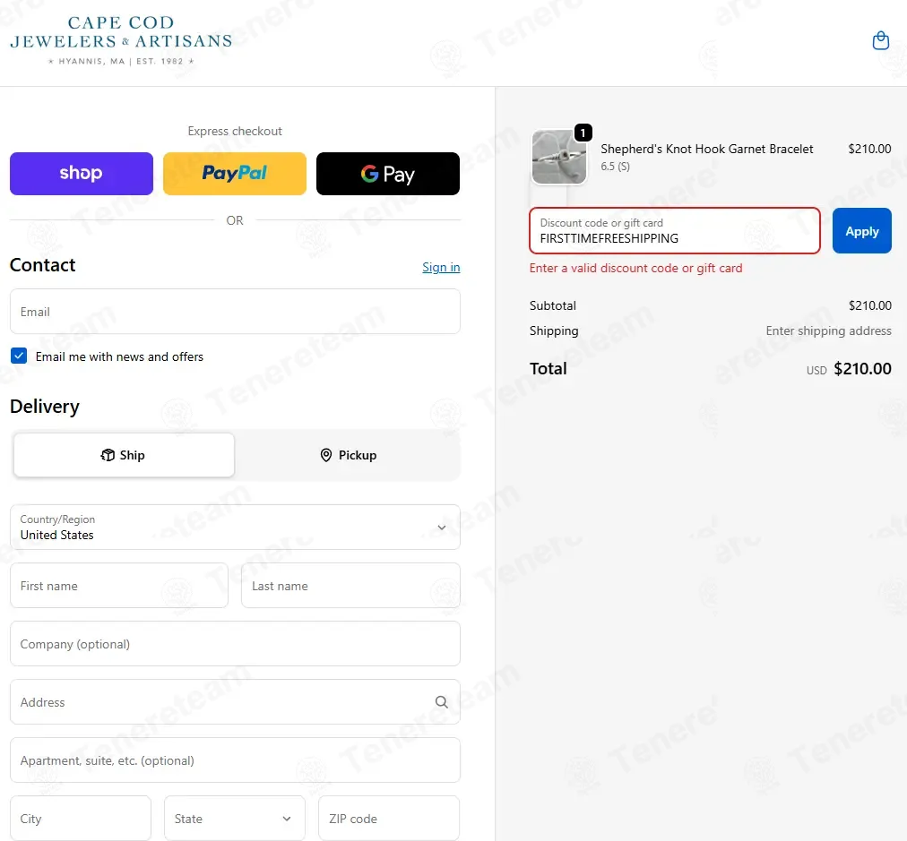 Cape Cod Jewelers coupon code: Sale off with FIRSTTIMEFREESHIPPING. Tested and valid as 5 months ago.