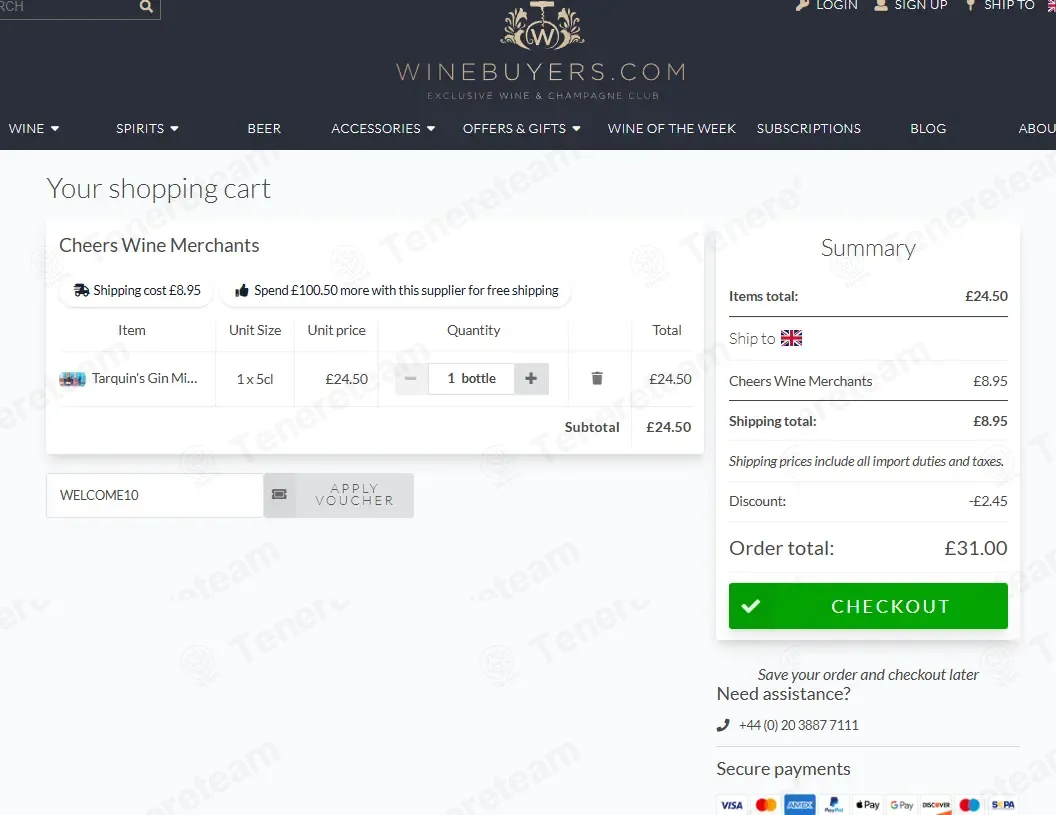 Winebuyers apply coupon code