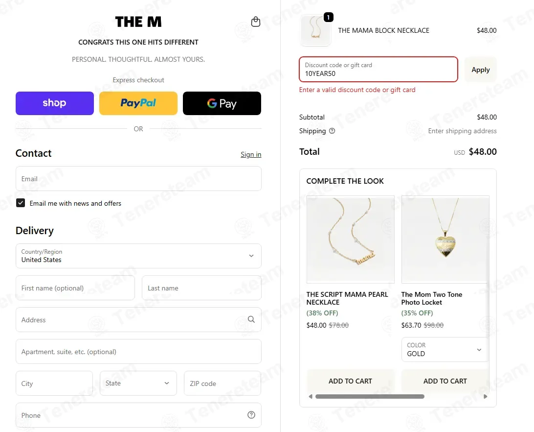 The M Jewelers coupon code: 10% off with 10YEAR50. Tested and valid as 2 months ago.