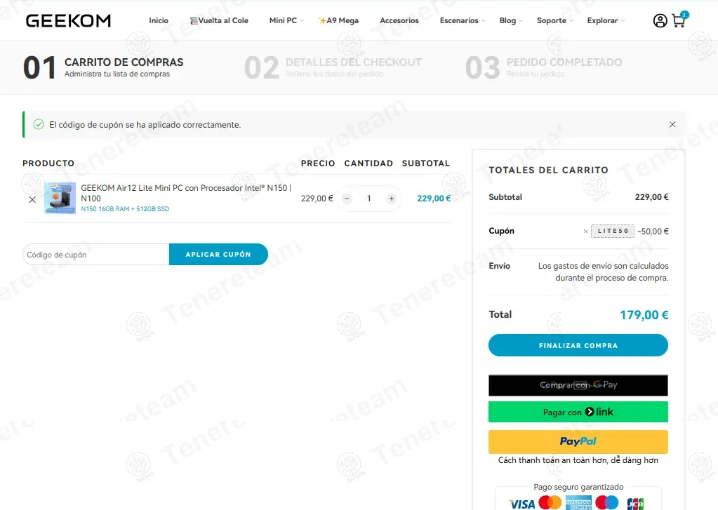 GEEKOM ES coupon code: €50 off with LITE50. Tested and valid as 9 months ago.