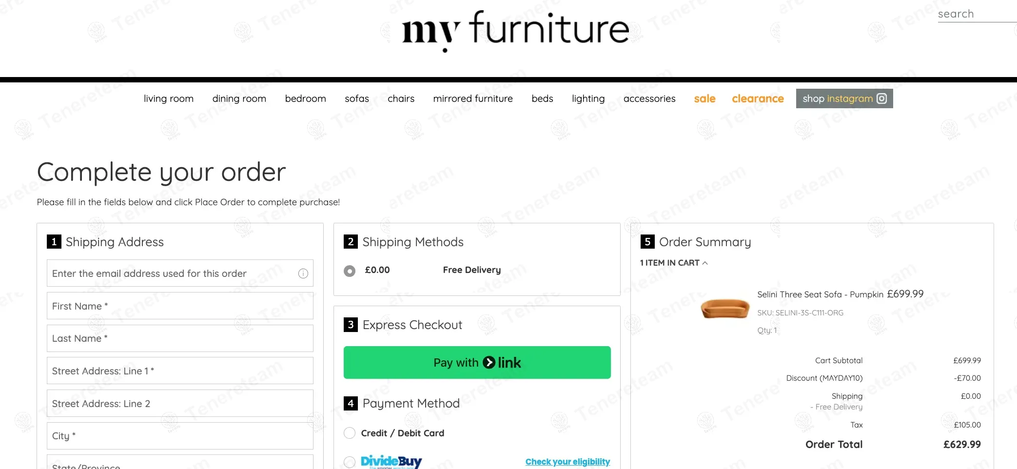 My Furniture coupon code: 10% off with MAYDAY10. Tested and valid as 1 year ago.