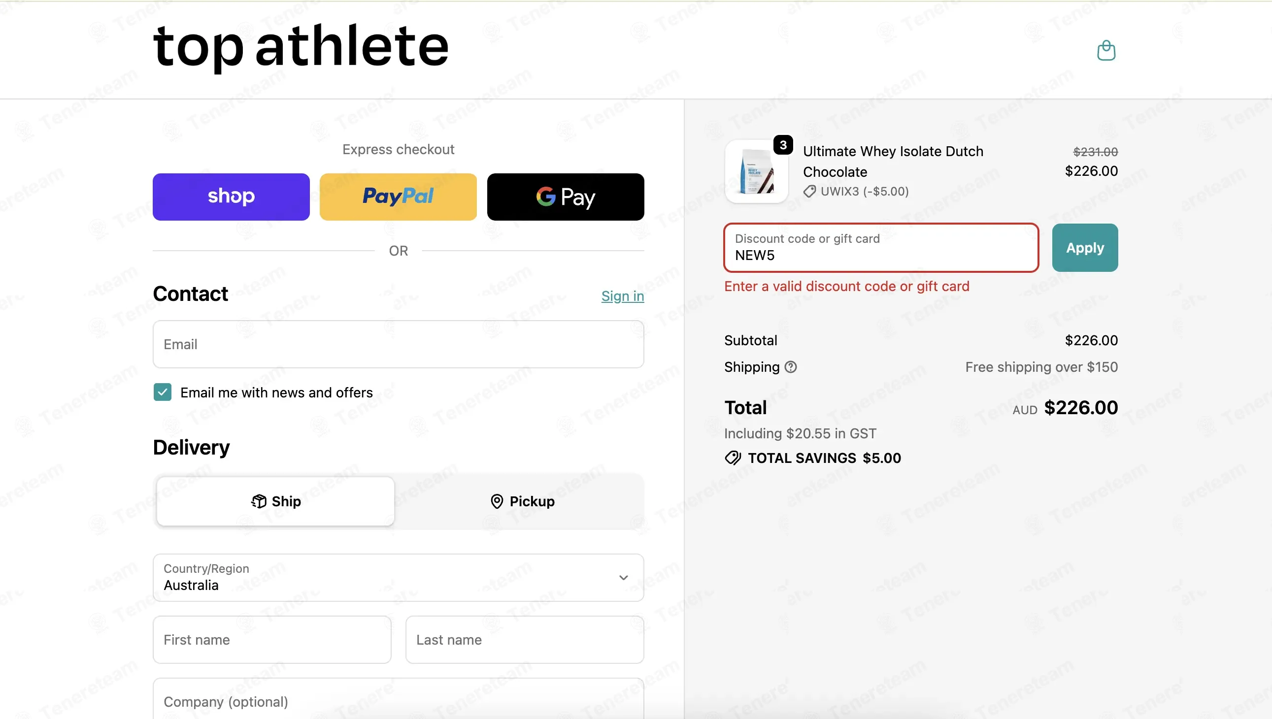 Top Athlete AU coupon code: 5% off with NEW5. Tested and valid as 2 weeks ago.