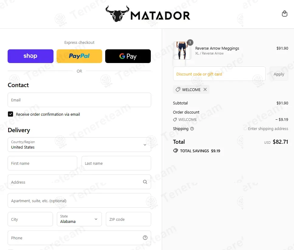 Matador Meggings apply coupon code