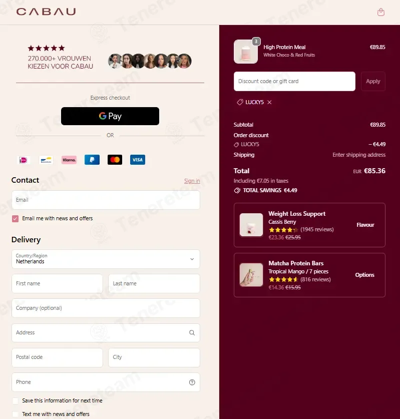 Cabau Lifestyle coupon code verified as working at checkout