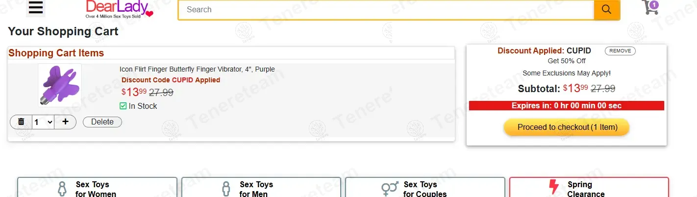Dear Lady coupon code: 50% off with CUPID. Tested and valid as 1 year ago.