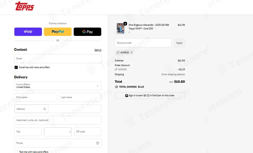 Topps coupon code: 10% off with 4JOSHD. Tested and valid as 1 month ago.