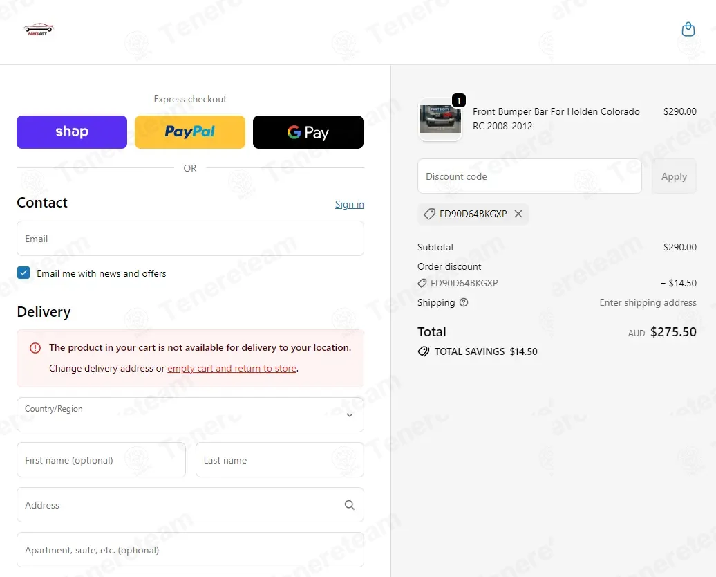 Parts City Australia coupon code: 5% off with FD90D64BKGXP. Tested and valid as 1 month ago.