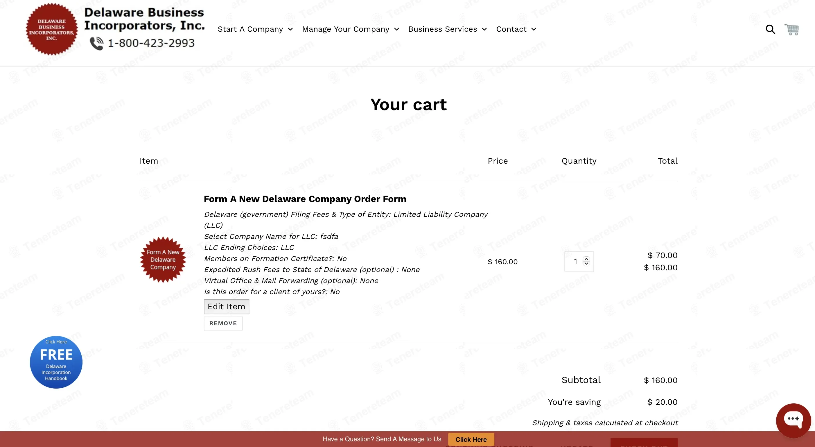 Delaware Business Incorporators coupon code: $20 off with WAIT20. Tested and valid as 3 weeks ago.