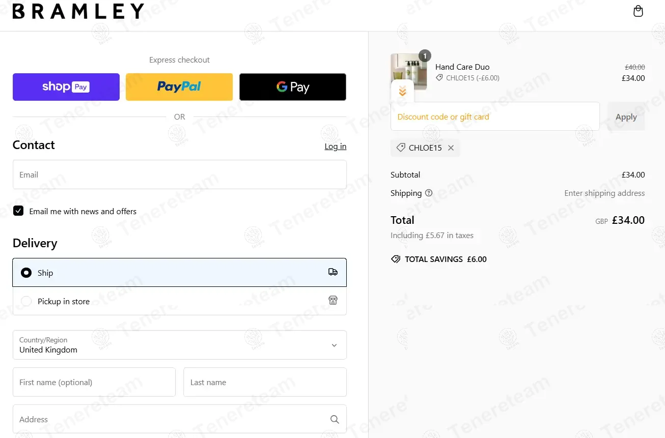 Bramley Products coupon code: 15% off with CHLOE15. Tested and valid as 9 months ago.